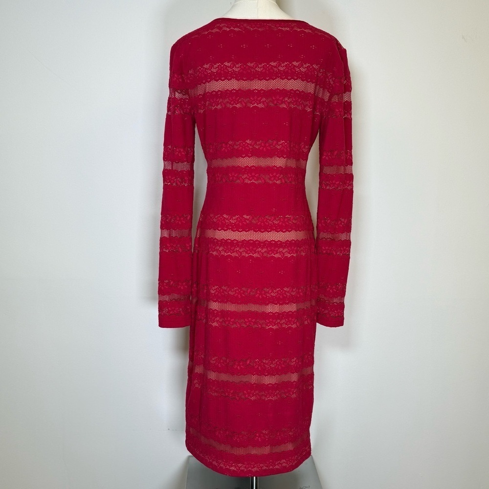 BCBGMaxAzria ‘Tanya’ Stripe Lace Dress In Sangria Women’s Size Medium Tall - Picture 5 of 16
